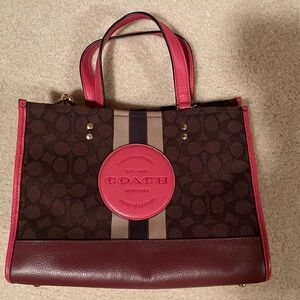 Coach Brown and Red Tote Bag